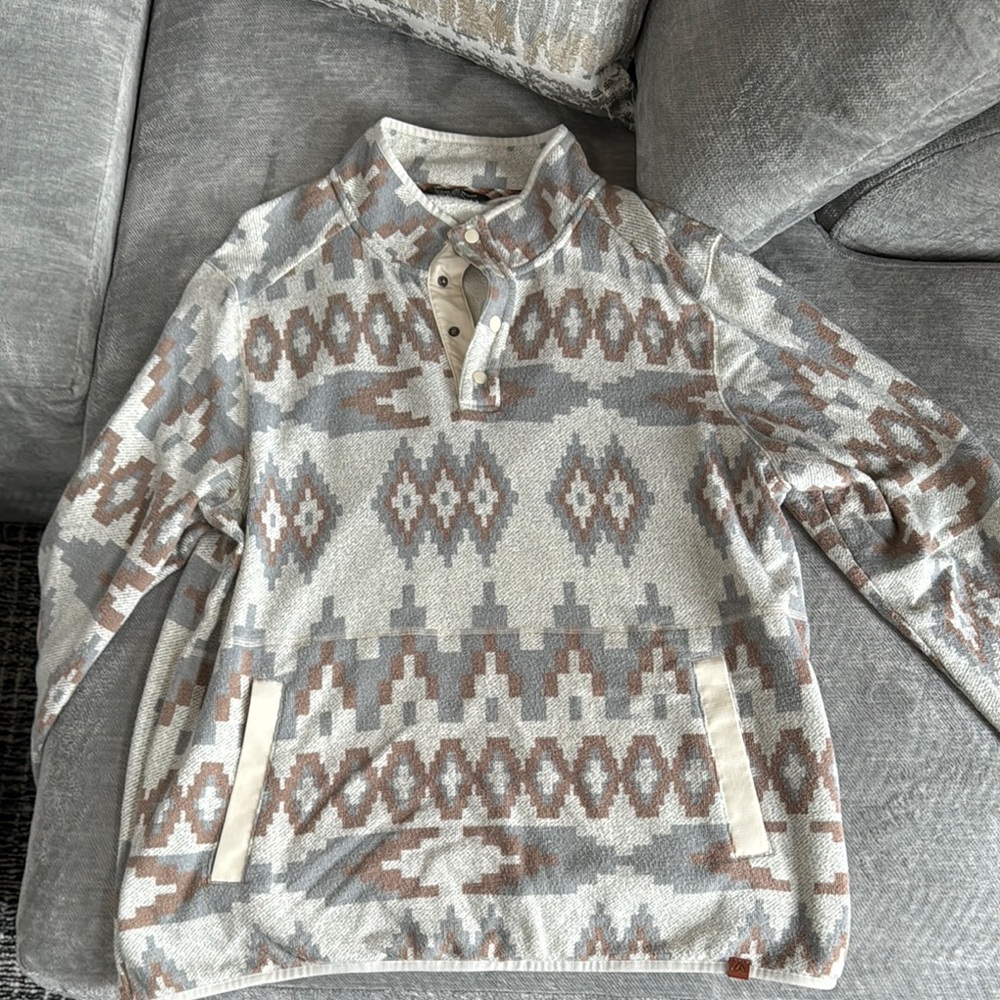 Geometric Patterned Sweater - Beige and Gray